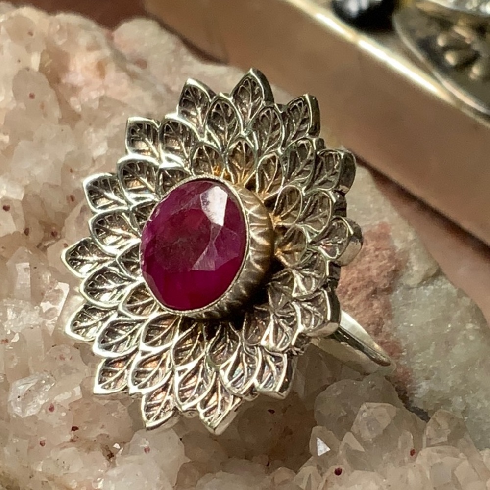 Ruby 925 Sterling Silver Ring, Size 8 - image 2
